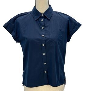 Style & Co Short Sleeve Button Down 100% Cotton Shirt - Blue - size Petite Small